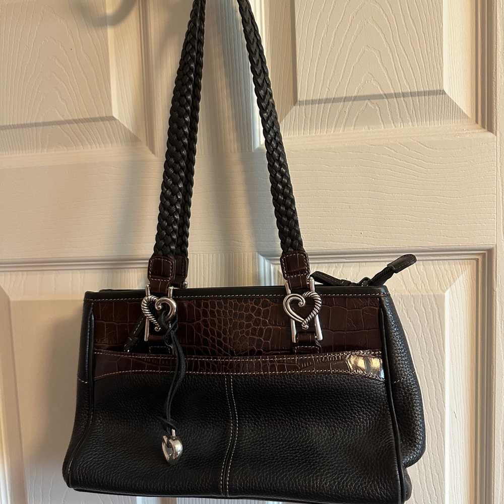 Brighton Black and Brown Women's Handbag (Vintage)